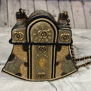 Unique funky purse! Beaded, large jewel and gold accents!